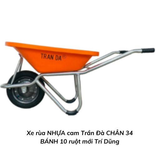 Xe rùa NHỰA cam Trần Đà CHÂN 34 BÁNH 10 ruột mới Trí Dũng