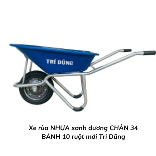 Xe rùa NHỰA xanh dương CHÂN 34 BÁNH 10 ruột mới Trí Dũng