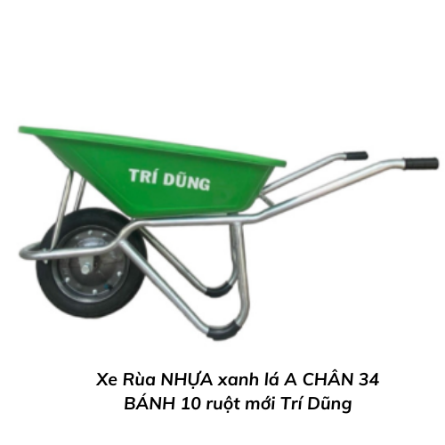 Xe Rùa NHỰA xanh lá A CHÂN 34 BÁNH 10 ruột mới Trí Dũng