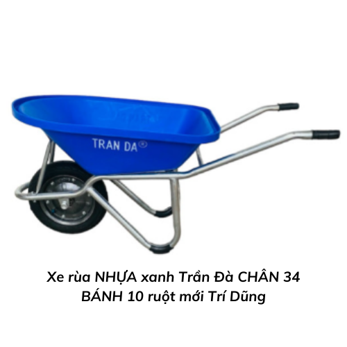 Xe rùa NHỰA xanh Trần Đà CHÂN 34 BÁNH 10 ruột mới Trí Dũng