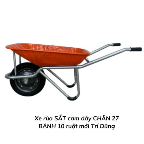 Xe rùa SẮT cam dày CHÂN 27 BÁNH 10 ruột mới Trí Dũng