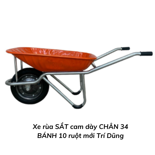 Xe rùa SẮT cam dày CHÂN 34 BÁNH 10 ruột mới Trí Dũng