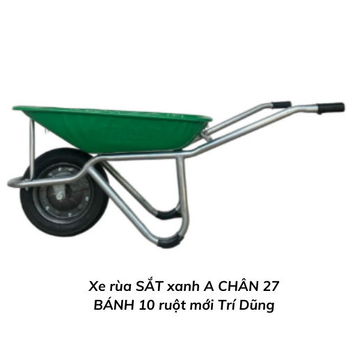 Xe rùa SẮT xanh A CHÂN 27 BÁNH 10 ruột mới Trí Dũng