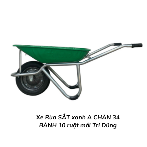 Xe Rùa SẮT xanh A CHÂN 34 BÁNH 10 ruột mới Trí Dũng