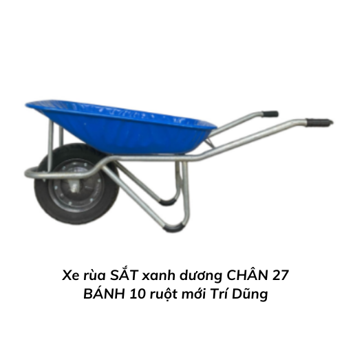 Xe rùa SẮT xanh dương CHÂN 27 BÁNH 10 ruột mới Trí Dũng