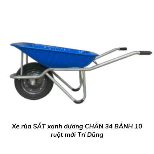 Xe rùa SẮT xanh dương CHÂN 34 BÁNH 10 ruột mới Trí Dũng