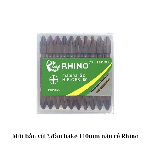 Mũi bắn vít 2 đầu bake 110mm nâu rẻ Rhino