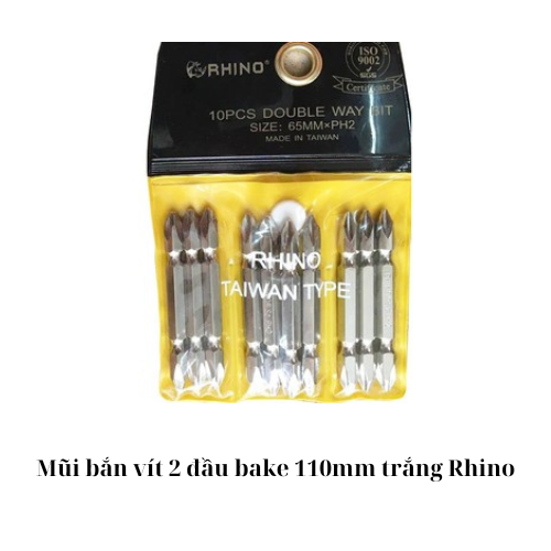 Mũi bắn vít 2 đầu bake 110mm trắng Rhino