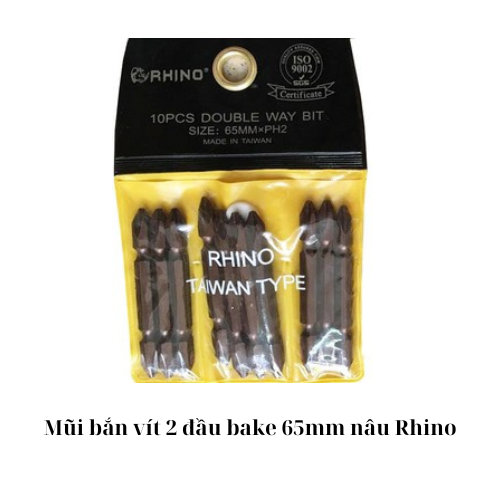 Mũi bắn vít 2 đầu bake 65mm nâu Rhino 