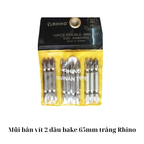 Mũi bắn vít 2 đầu bake 65mm trắng Rhino