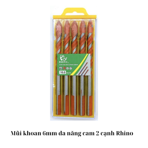 Mũi khoan 6mm đa năng cam 2 cạnh Rhino