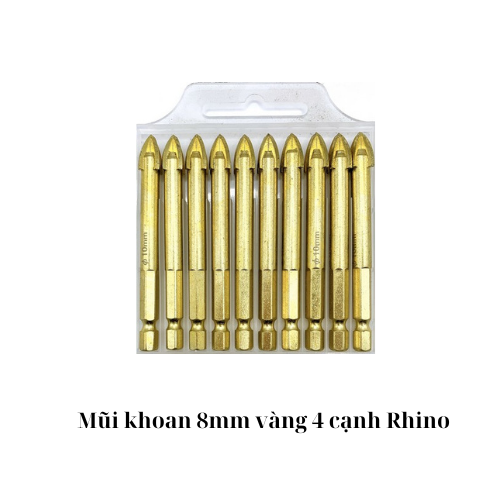 Mũi khoan 8mm vàng 4 cạnh  Rhino