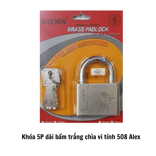 Khóa 5P dài bấm trắng chìa vi tính 508 Alex