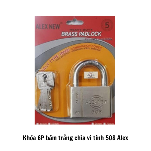 Khóa 6P bấm trắng chìa vi tính 508 Alex