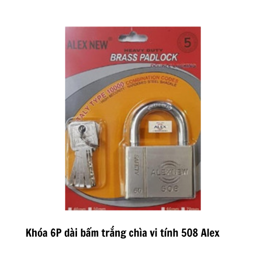 Khóa 6P dài bấm trắng chìa vi tính 508 Alex