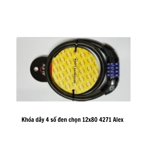 Khóa dây 4 số đen chọn 12x80 4271 Alex