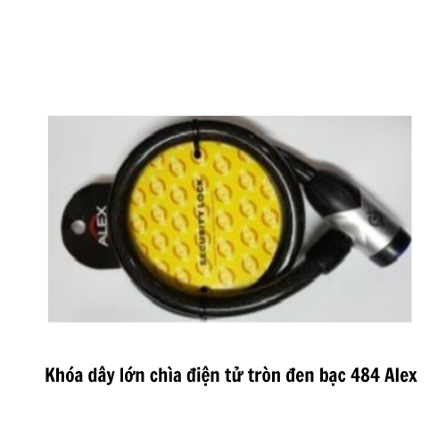 Khóa dây lớn chìa điện tử tròn đen bạc 484 Alex