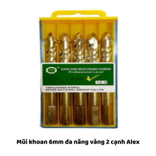 Mũi khoan 6mm đa năng vàng 2 cạnh Alex