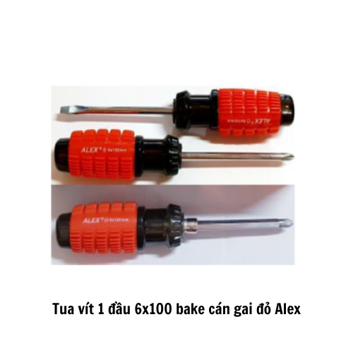 Tua vít 1 đầu 6x100 bake cán gai đỏ Alex