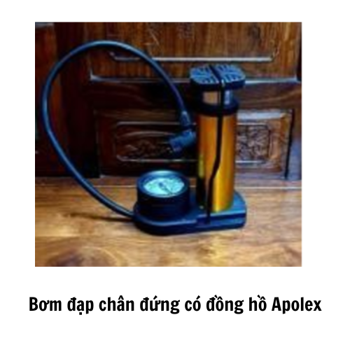 Bơm đạp chân đứng có đồng hồ Apolex