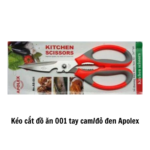 Kéo cắt đồ ăn 001 tay cam/đỏ đen Apolex