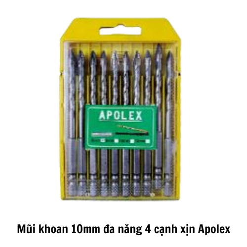 Mũi khoan 10mm đa năng 4 cạnh xịn Apolex