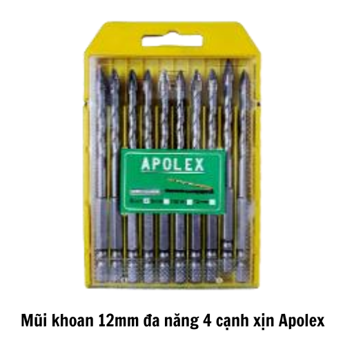 Mũi khoan 12mm đa năng 4 cạnh xịn Apolex