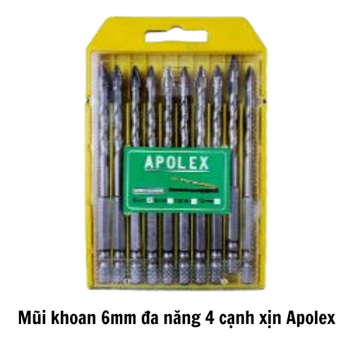 Mũi khoan 6mm đa năng 4 cạnh xịn Apolex