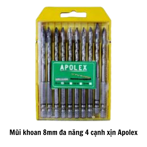 Mũi khoan 8mm đa năng 4 cạnh xịn Apolex