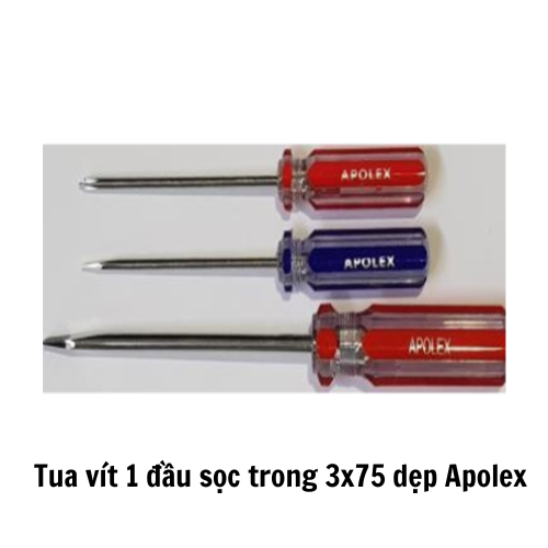 Tua vít 1 đầu sọc trong 3x75 dẹp Apolex