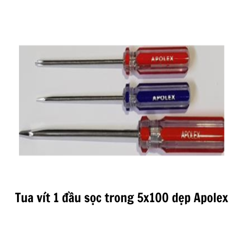 Tua vít 1 đầu sọc trong 5x100 dẹp Apolex