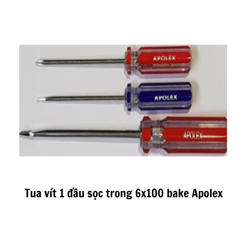 Tua vít 1 đầu sọc trong 6x100 bake Apolex