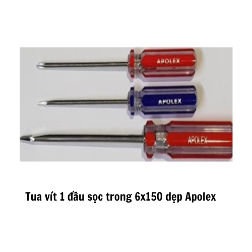 Tua vít 1 đầu sọc trong 6x150 dẹp Apolex