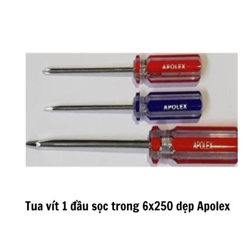 Tua vít 1 đầu sọc trong 6x250 dẹp Apolex