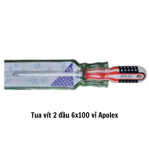 Tua vít 2 đầu 6x100 vỉ Apolex