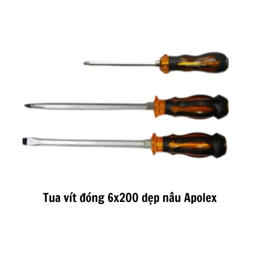 Tua vít đóng 6x200 dẹp nâu Apolex