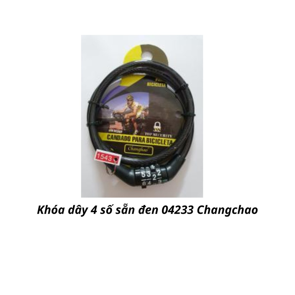 Khóa dây 4 số sẵn đen 04233 Changchao