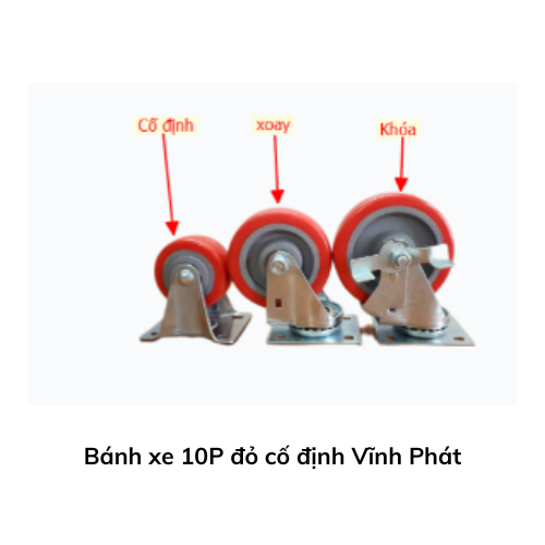 Bánh xe 10P đỏ cố định Vĩnh Phát