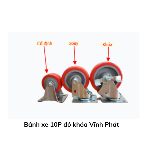 Bánh xe 10P đỏ khóa Vĩnh Phát