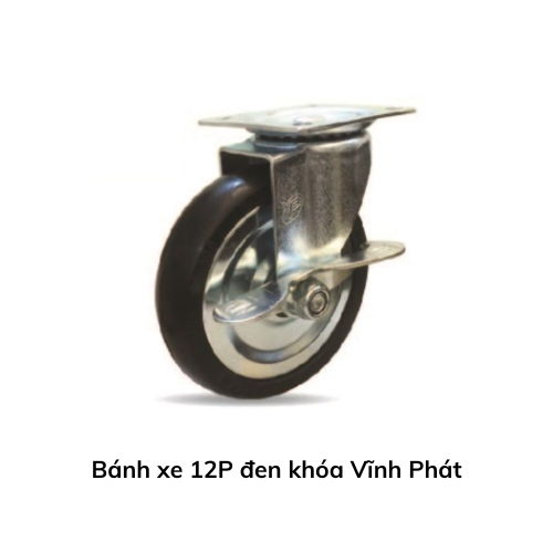 Bánh xe 12P đen khóa Vĩnh Phát