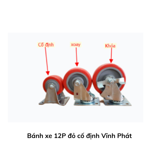 Bánh xe 12P đỏ cố định Vĩnh Phát