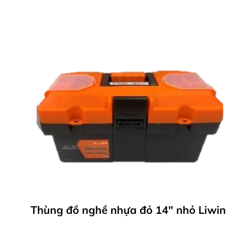 Thùng đồ nghề nhựa đỏ 14" nhỏ Liwin