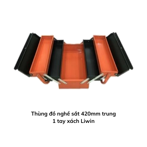 Thùng đồ nghề sắt  420mm trung 1 tay xách Liwin