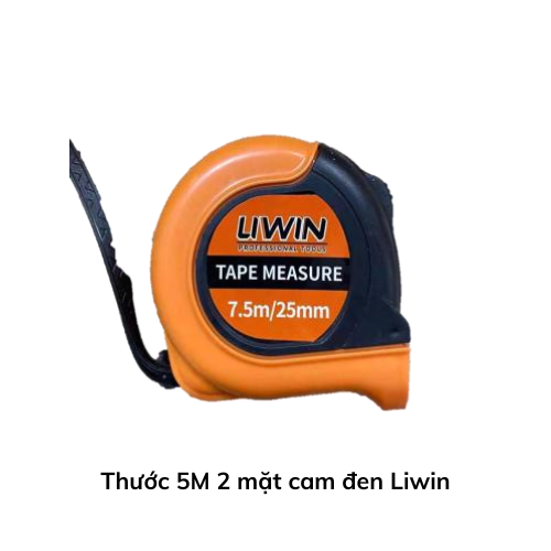 Thước 5M 2 mặt cam đen Liwin