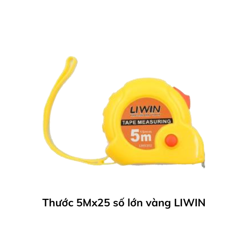 Thước 5Mx25 số lớn vàng LIWIN