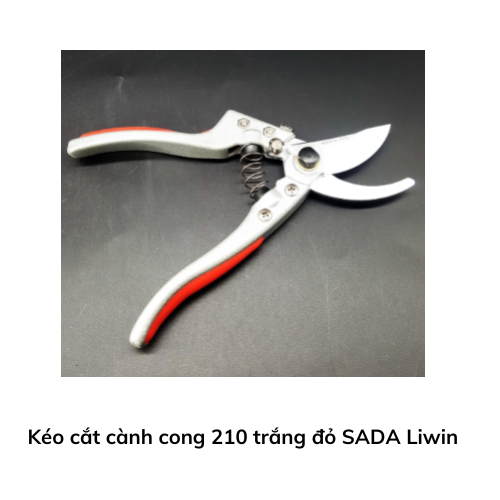 Kéo cắt cành cong 210 trắng đỏ SADA Liwin