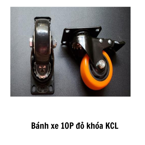 Bánh xe 10P đỏ khóa KCL