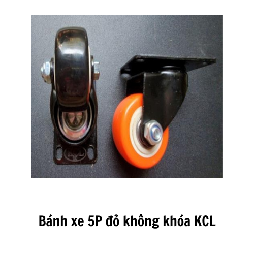 Bánh xe 5P đỏ không khóa KCL