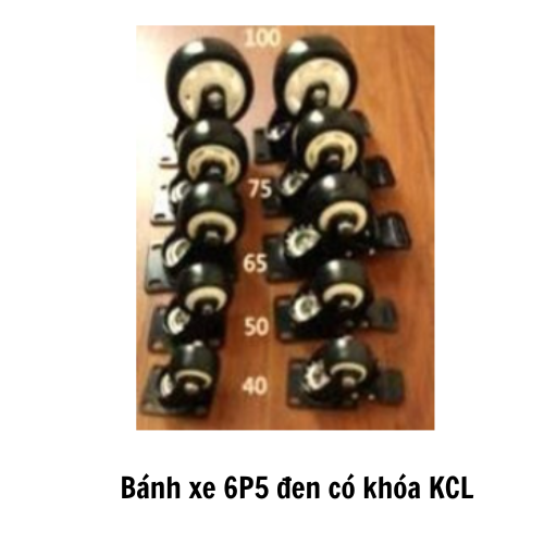 Bánh xe 6P5 đen có khóa KCL