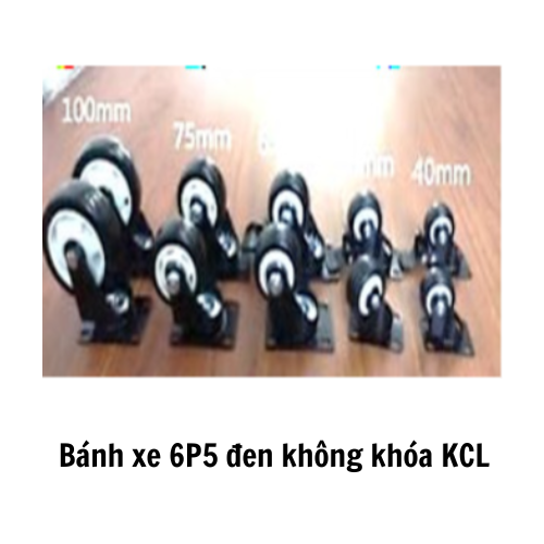 Bánh xe 6P5 đen không khóa KCL